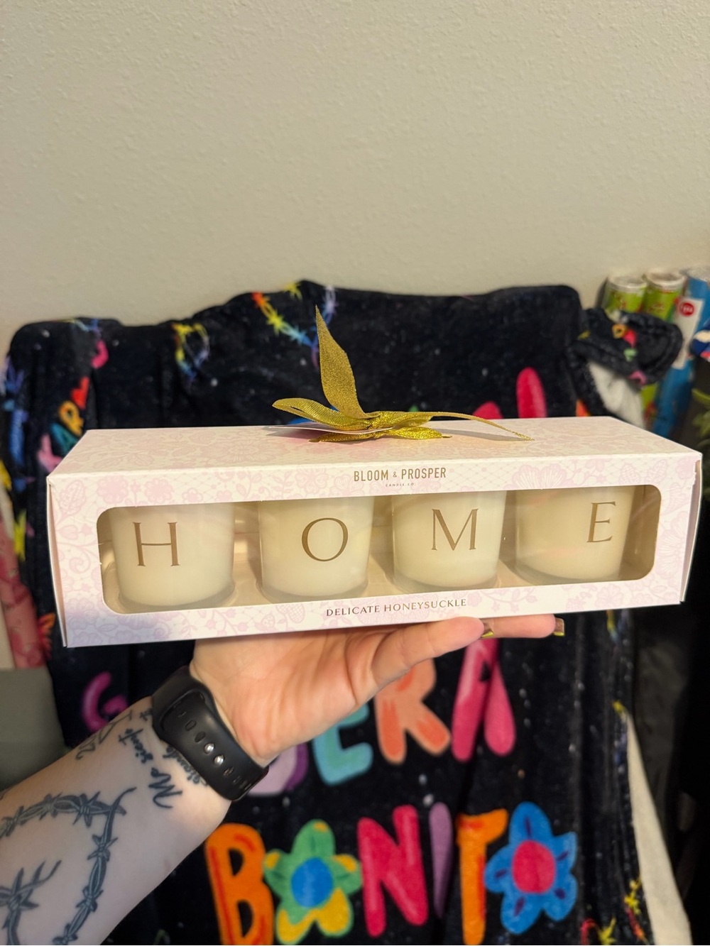HOME Delicate Honeysuckle Candle Set - Cream